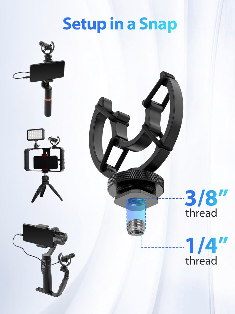 SYNCO External Video Microphone, M1S Cardioid Directional Mini Shotgun Microphone with Shock Mount Windshield for DSLR Camera Smartphone - Image 5